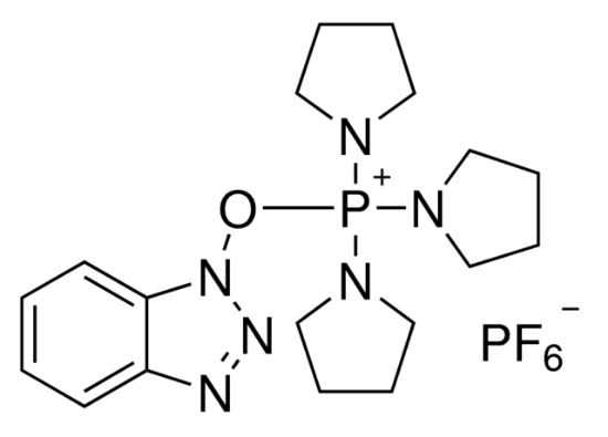 图片 1H-苯并三唑-1-基氧三吡咯烷基六氟磷酸盐，(Benzotriazol-1-yloxy) tripyrrolidinophosphonium hexafluorophosphate [PyBOP]；98%