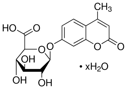 图片 4-甲基伞形基β-D-葡糖苷酸水合物，4-Methylumbelliferyl-β-D-glucuronide hydrate [4-MUG]；≥98% (HPLC), BioReagent, for identification of transformed plants