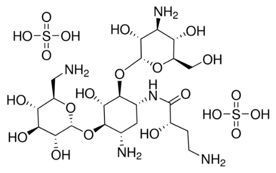 图片 硫酸阿米卡星，Amikacin disulfate salt；potency: 674-786 μg per mg (as amikacin base)
