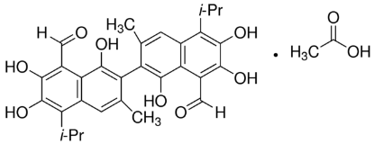 图片 醋酸棉酚 [骨化醇乙酸盐, 乙酸棉酚]，(±)-Gossypol-acetic acid；analytical standard, crystalline complex consisting of equimolar quantities of gossypol and acetic acid, ~95%