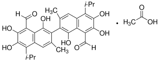 图片 醋酸棉酚 [骨化醇乙酸盐, 乙酸棉酚]，(±)-Gossypol-acetic acid；analytical standard, crystalline complex consisting of equimolar quantities of gossypol and acetic acid, ~95%