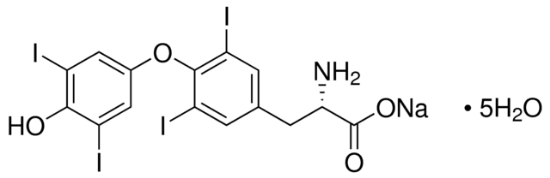 图片 L-甲状腺素钠盐五水合物，L-Thyroxine sodium salt pentahydrate [T4-Na]；γ-irradiated, powder, BioXtra, suitable for cell culture, ≥98%
