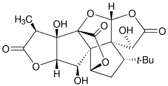 图片 银杏内酯B来源于银杏叶，Ginkgolide B from Ginkgo biloba leaves；≥90% (HPLC)