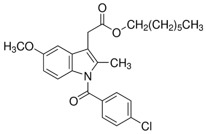 图片 吲哚美辛庚酯，Indomethacin heptyl ester；methyl acetate solution, ≥98% (HPLC)