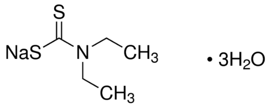 图片 二乙基二硫代氨基甲酸钠三水合物，Sodium diethyldithiocarbamate trihydrate；ACS reagent, for the determination and separation of heavy metals, ≥99.0%