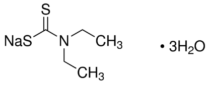 图片 二乙基二硫代氨基甲酸钠三水合物，Sodium diethyldithiocarbamate trihydrate；≥98% (perchloric acid titration)