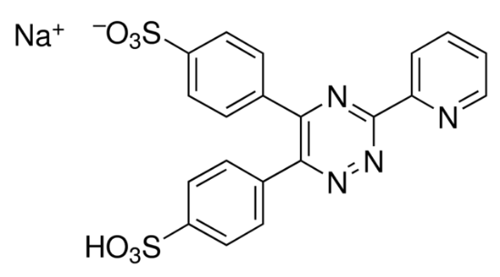 图片 菲洛嗪一钠盐 [菲啰嗪一钠盐]，3-(2-Pyridyl)-5,6-diphenyl-1,2,4-triazine-4′,4′′-disulfonic acid sodium salt [PDT]；for spectrophotometric det. of Fe, ≥97.0%