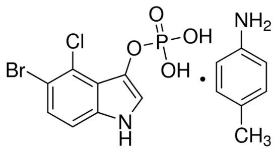 图片 5-溴-4-氯-3-吲哚磷酸对甲苯胺盐，5-Bromo-4-chloro-3-indolyl phosphate p-toluidine salt [BCIP]；99% (HPLC), powder, solubility: in DMF, soluble