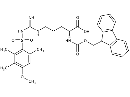 图片 N'-(4-甲氧基-2,3,6-三甲基苯磺酰基)-D-精氨酸，Fmoc-D-Arg(Mtr)-OH；99%