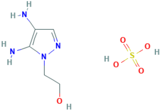 图片 4,5-二氨基-1-(2-羟乙基)吡唑硫酸盐，4,5-Diamino-1-(2-hydroxyethyl)pyrazole sulfate；≥97%