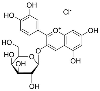 图片 矢车菊素半乳糖苷，Cyanidin 3-O-galactoside chloride [Idaein chloride]；≥90% (HPLC)