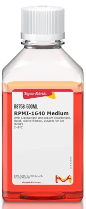 图片 RPMI-1640培养基，RPMI-1640 Medium；With L-glutamine and sodium bicarbonate, liquid, sterile-filtered, suitable for cell culture