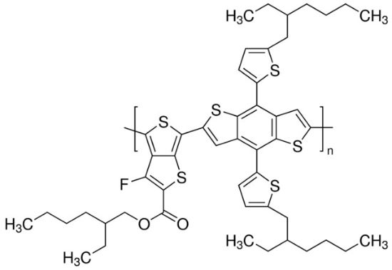 图片 聚[2,6′]-4,8-二(5-乙基己基噻吩)苯并[1,2-b;3,3-b]二噻吩]{3-氟-2[(2-乙基己基)羰基]噻吩[3,4-b]噻吩二基})，PTB7-Th [PCE-10]；solid