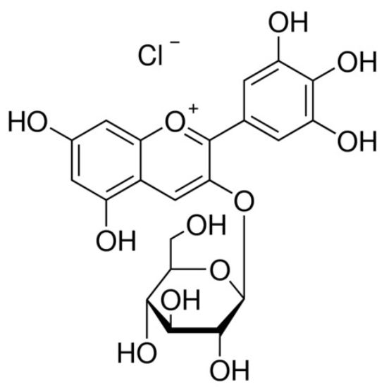 图片 飞燕草素葡萄糖苷，Delphinidin 3-O-β-D-glucoside chloride；analytical standard, ≥95.0% (HPLC)