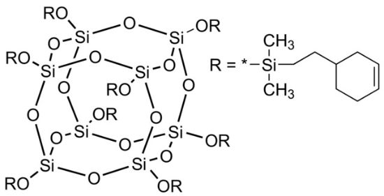 图片 八[2-(4-环己烯基)乙基二甲基硅氧基]取代的PSS，PSS-Octa[2-(4-cyclohexenyl)ethyldimethylsilyloxy] substituted