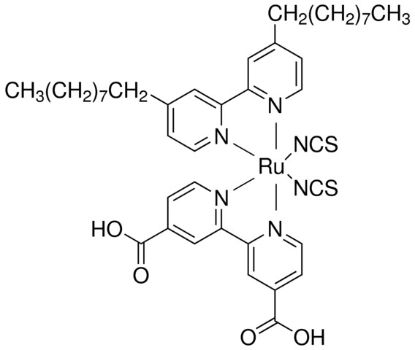 图片 顺式-双(异硫氰基)(2,2′-联吡啶基-4,4′-二羧基)(4,4′-二-壬基-2′-联吡啶基)钌(II) [标准Z-907染料]，cis-Bis(isothiocyanato)(2,2′-bipyridyl-4,4′-dicarboxylato)(4,4′-di-nonyl-2′-bipyridyl)ruthenium(II)；95% (NMR)