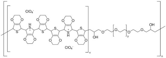 图片 聚(乙撑二氧噻吩)-block-聚(乙二醇)溶液，Poly(3,4-ethylenedioxythiophene)-block-poly(ethylene glycol) solution；1 wt % dispersion in nitromethane, contains perchlorate as dopant