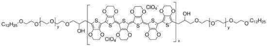 图片 聚(3,4-乙撑二氧噻吩), 双- 聚乙二醇, 月桂基封端，Poly(3,4-ethylenedioxythiophene), bis-poly(ethyleneglycol), lauryl terminated；0.8 wt. % (dispersion in propylene carbonate), contains perchlorate as dopant