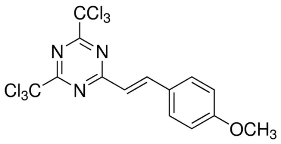图片 2,4-双(三氯甲基)-6-对甲氧基苯乙烯基-S-三嗪，2-(4-Methoxystyryl)-4,6-bis(trichloromethyl)-1,3,5-triazine；98%