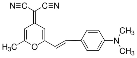 图片 4-(二氰亚甲基)-2-甲基-6-(4-二甲氨基苯乙烯基)-4H-吡喃，4-(Dicyanomethylene)-2-methyl-6-(4-dimethylaminostyryl)-4H-pyran [DCM]；Dye content 98 %