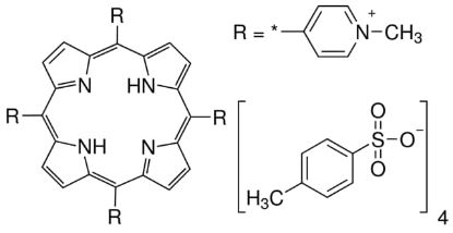 图片 5,10,15,20-四(1-甲基-4-吡啶基)卟啉四(对甲苯磺酸盐)，5,10,15,20-Tetrakis(1-methyl-4-pyridinio)porphyrin tetra(p-toluenesulfonate) [TMPyP]；Dye content 90 %