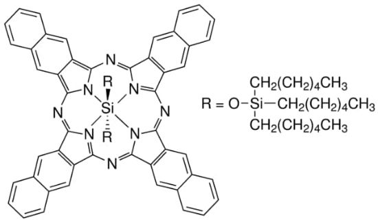图片 2,3-萘酞菁双(三己基硅氧基)硅烷，Silicon 2,3-naphthalocyanine bis(trihexylsilyloxide)；Dye content 95 %
