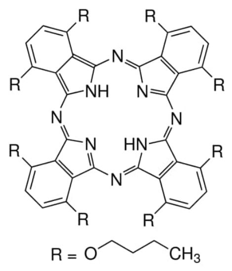 图片 1,4,8,11,15,18,22,25-八丁氧基-29H,31H-酞菁，1,4,8,11,15,18,22,25-Octabutoxy-29H,31H-phthalocyanine；Dye content 95 %