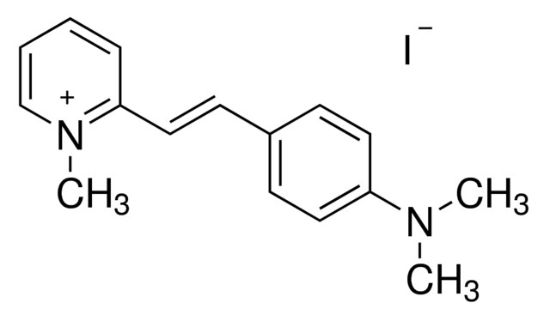 图片 2-[4-(二甲氨基)苯乙烯基]-1-甲基吡啶碘，2-[4-(Dimethylamino)styryl]-1-methylpyridinium iodide [DASPMI, 2-Di-1-ASP]；Dye content 95 %
