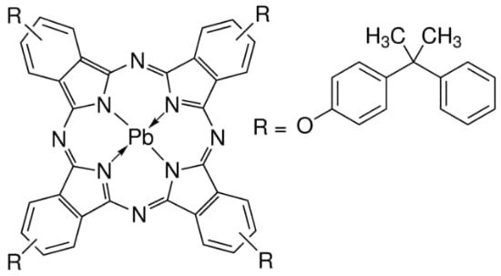 图片 四(4-枯基苯氧基)酞菁铅(II)，Lead(II) tetrakis(4-cumylphenoxy)phthalocyanine；Dye content 90 %