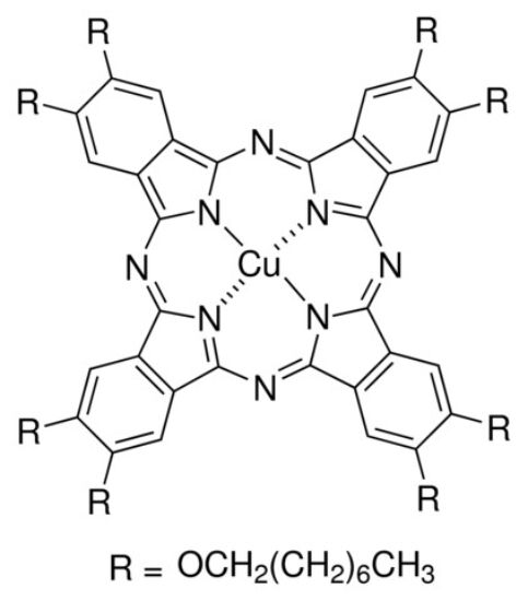 图片 2,3,9,10,16,17,23,24-八(辛氧基)-29H,31H-酞菁铜，Copper(II) 2,3,9,10,16,17,23,24-octakis(octyloxy)-29H,31H-phthalocyanine；Dye content 95 %