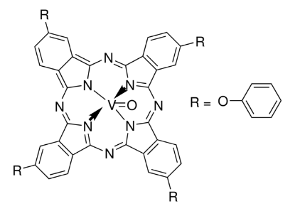 图片 2,9,16,23-四苯氧基-29H,31H-酞菁氧钒，Vanadyl 2,9,16,23-tetraphenoxy-29H,31H-phthalocyanine；Dye content 98 %