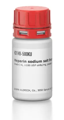 图片 肝素钠盐来源于猪肠粘膜，Heparin sodium salt from porcine intestinal mucosa；Grade I-A, ≥180 USP units/mg, powder, BioReagent, suitable for cell culture