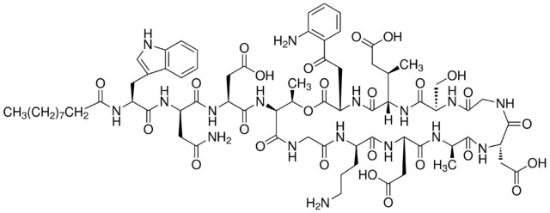 图片 达托霉素，Daptomycin；cyclic lipopeptide antibiotic