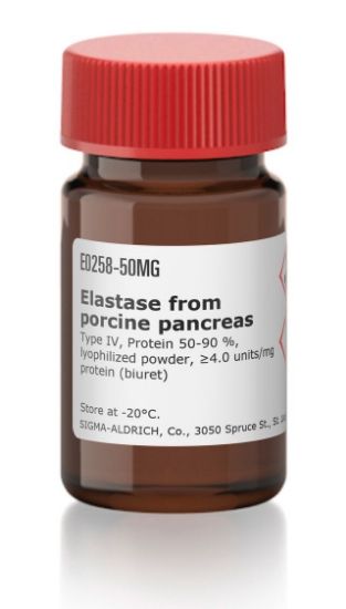 图片 弹性蛋白酶来源于猪胰腺 [胰酞酶E]，Elastase from porcine pancreas；Type IV, Protein 50-90 %, lyophilized powder, ≥4.0 units/mg protein (biuret)