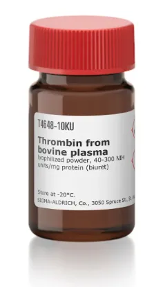 图片 凝血酶来源于牛血浆，Thrombin from bovine plasma [Factor IIa]；lyophilized powder, 40-300 NIH units/mg protein (biuret)