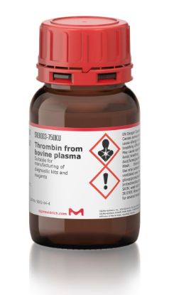 图片 凝血酶来源于牛血浆，Thrombin from bovine plasma [Factor IIa]；Suitable for manufacturing of diagnostic kits and reagents, 80-300 NIH units/mg protein