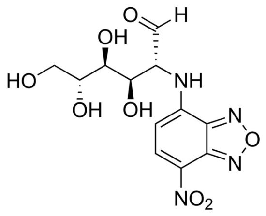 图片 2-脱氧-2-[(7-硝基-2,1,3-苯并恶二唑-4-基)氨基]-D-葡萄糖，2-Deoxy-2-[(7-nitro-2,1,3-benzoxadiazol-4-yl)amino]-D-glucose [2-NBDG]；≥97% (HPLC)