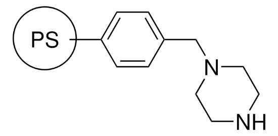 图片 聚合物键合型哌嗪，Piperazine, polymer-bound；200-400 mesh, extent of labeling: 1.0-2.0 mmol/g loading, 2 % cross-linked with divinylbenzene