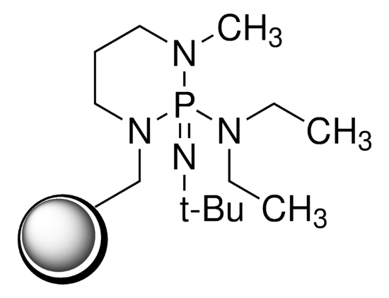 图片 2- 叔 -丁亚胺-2-二乙氨基-1,3-二甲基二氢-1,3,2-二氮杂膦, 聚合物结合 [BEMP树脂]，2-tert-Butylimino-2-diethylamino-1,3-dimethylperhydro-1,3,2-diazaphosphorine, polymer-bound；200-400 mesh, extent of labeling: 2.0-2.5 mmol/g loading, 1 % cross-linked