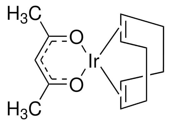 图片 1,5-环辛二烯(乙酰丙酮)铱(I)，(Acetylacetonato)(1,5-cyclooctadiene)iridium(I) [Ir(cod)(acac), Ir(acac)(COD)]；powder or crystals