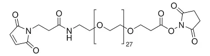 图片 O-[N-(3-马来酰亚胺丙酰基)氨基乙基]-O′-[3-(N-琥珀酰亚氨氧基)-3-氧代丙基]二十七乙二醇，O-[N-(3-Maleimidopropionyl)aminoethyl]-O′-[3-(N-succinimidyloxy)-3-oxopropyl]heptacosaethylene glycol [MAL-PEG NHS]；≥90% (oligomer purity)