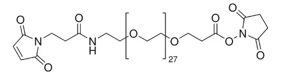 图片 O-[N-(3-马来酰亚胺丙酰基)氨基乙基]-O′-[3-(N-琥珀酰亚氨氧基)-3-氧代丙基]二十七乙二醇，O-[N-(3-Maleimidopropionyl)aminoethyl]-O′-[3-(N-succinimidyloxy)-3-oxopropyl]heptacosaethylene glycol [MAL-PEG NHS]；≥90% (oligomer purity)