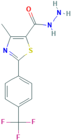 图片 4-甲基-2-[4-(三氟甲基)苯基]-1,3-噻唑-5-碳酰肼，4-methyl-2-[4-(trifluoromethyl)phenyl]-1,3-thiazole-5-carbohydrazide；≥98%