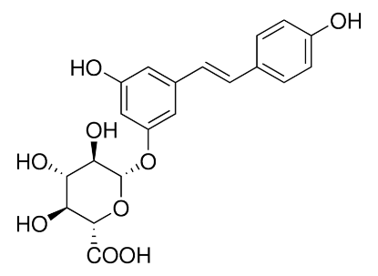 图片 反式白藜芦醇3-O-β-D-葡糖苷酸，trans-Resveratrol 3-O-β-D-glucuronide；≥95% (HPLC)