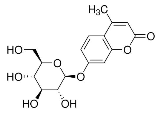 图片 4-甲基伞形酮基β-D-葡萄糖苷，4-Methylumbelliferyl β-D-glucopyranoside [MUD]；β-glucosidase substrate